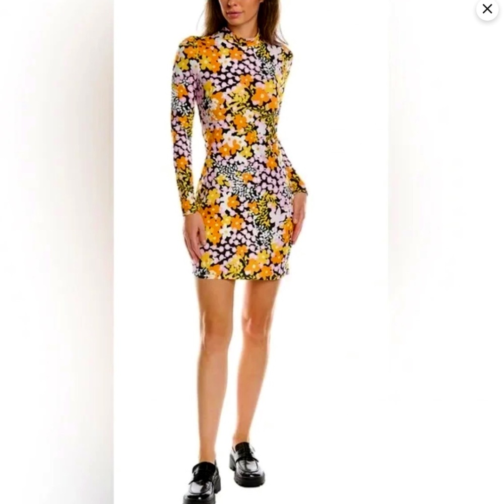 REDUCED NWOT TED BAKER FLORAL MINI DRESS LONG SLEEVE XS-S